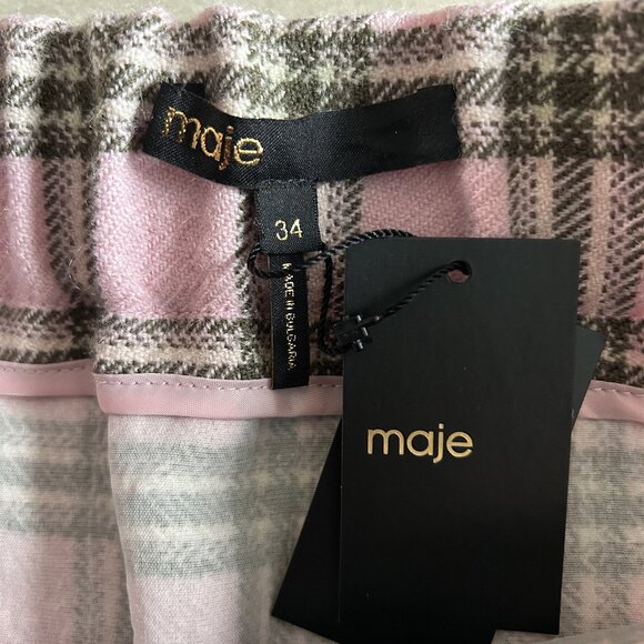NWT Maje Jalisa Pink Checked Wool Mini Skirt ASO Enid Sinclair - Picture 10 of 12